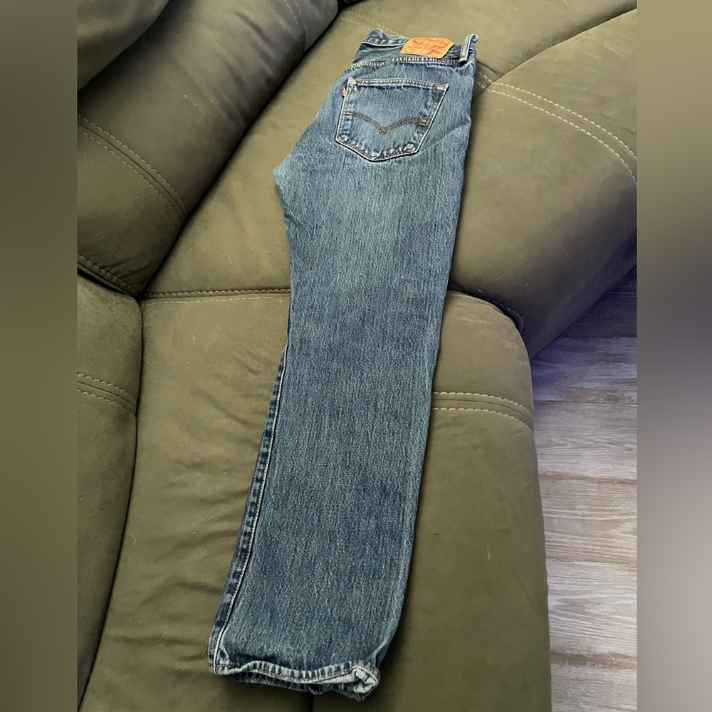 Levis 501 Button Fly Straight Leg Jeans Classic Denim